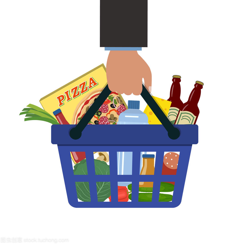 满载而归 购物篮中的丰盛美食